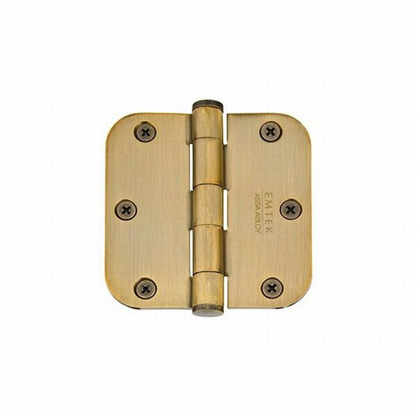 Patioplus 3.5 x 3.5 in. - 0.625 in. Radius Steel Residential Duty Hinges, French Antique Brass - Set of 2 PA2001709
